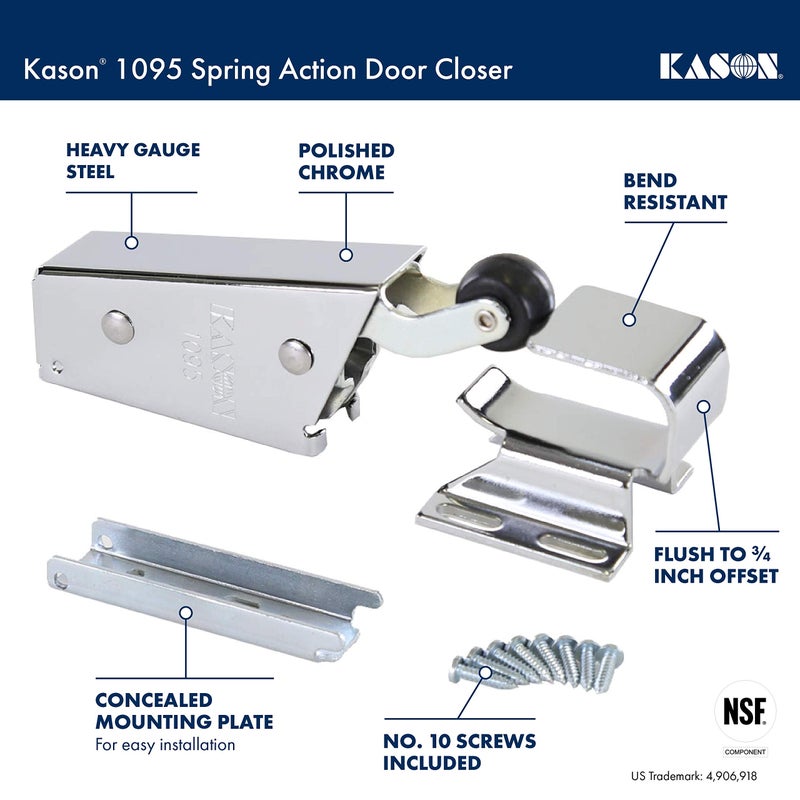 Kason 1095 Spring Action Door Closer and Adjustable Wide-Hook, Flush to 3/4 Inch Offset, 11095000013_11094000026 - Image 2
